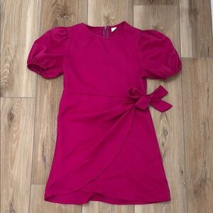Source Unknown Pink Asymmetrical Puff Sleeve Sheath Dress